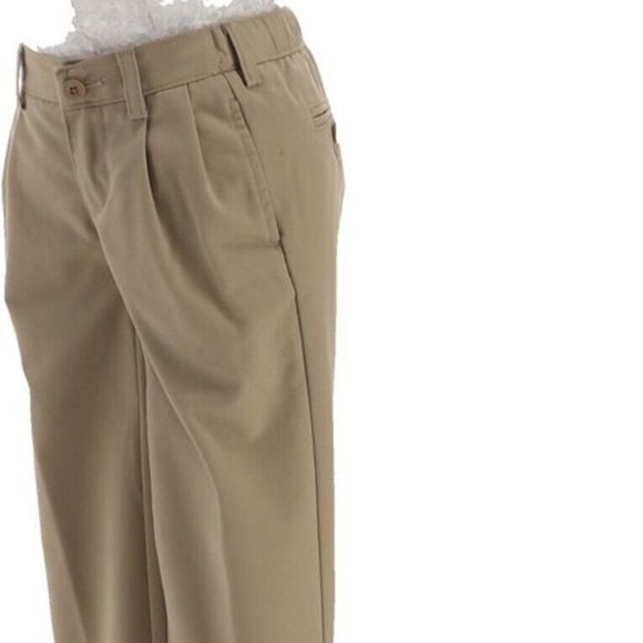 NWT LANDS' END UNIFORM BOY'S IRON KNEE PLEATED CHINO PANTS KHAKI 20X30 - Picture 1 of 9